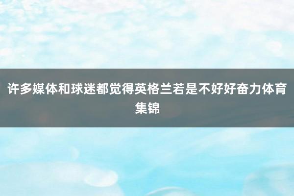 许多媒体和球迷都觉得英格兰若是不好好奋力体育集锦