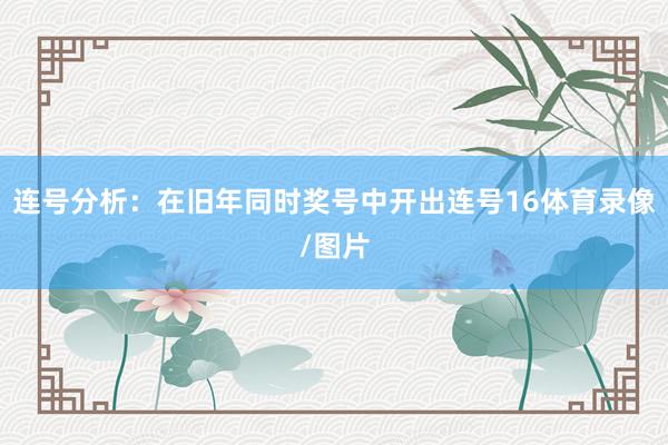 连号分析：在旧年同时奖号中开出连号16体育录像/图片