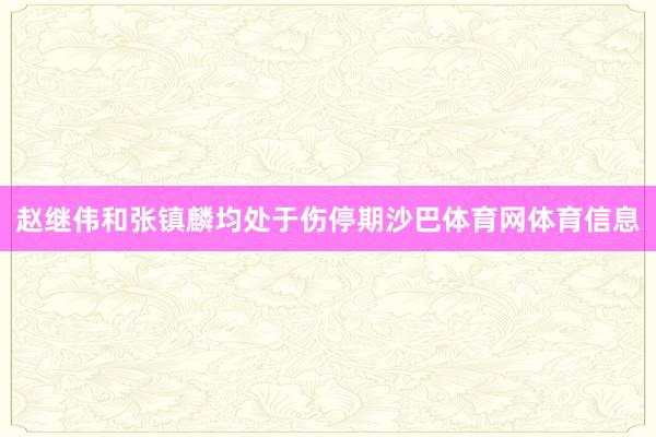 赵继伟和张镇麟均处于伤停期沙巴体育网体育信息